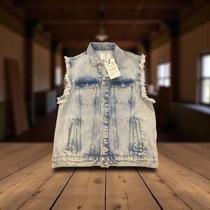 Zara Light Blue Kids girls Denim Vest